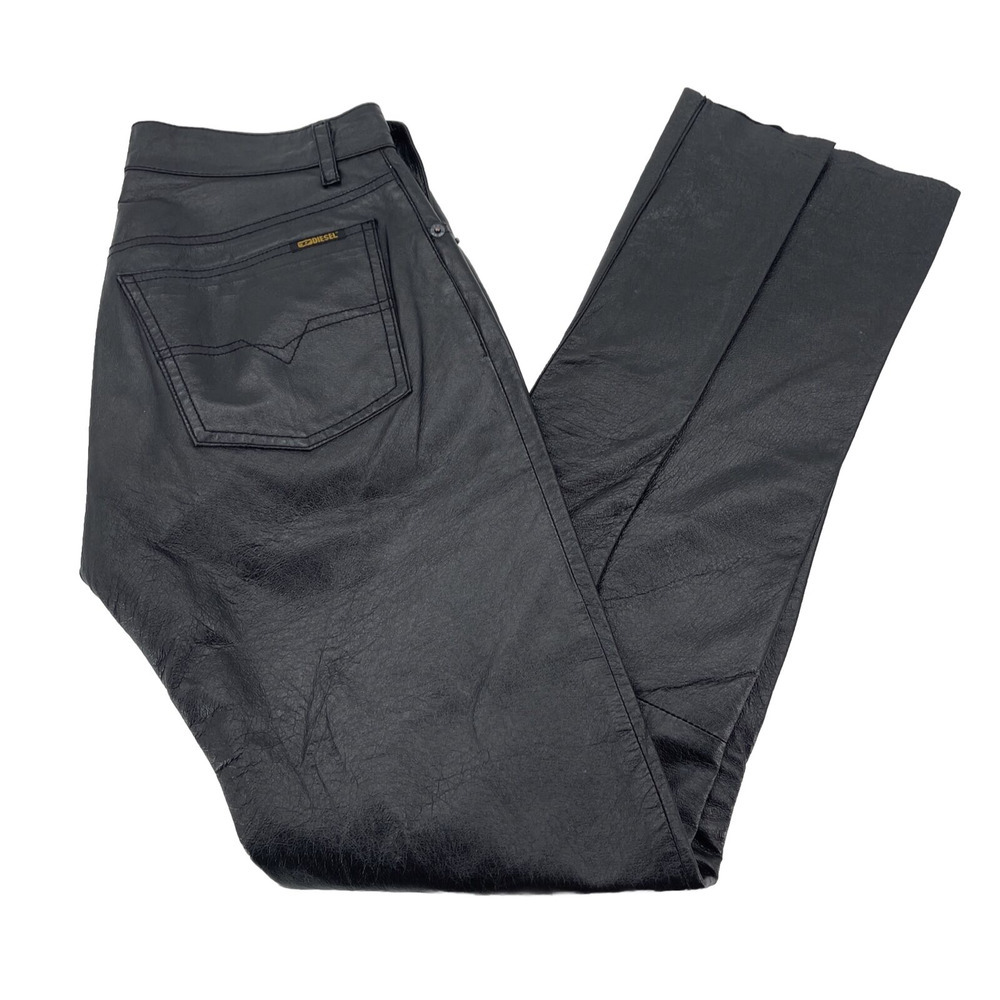 Diesel Leather Pants Womens 27 Black